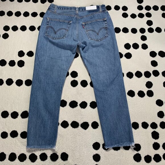 Vintage 90s Levi's X Re/done Faded Distressed Denim Straight Leg Ankle Jeans - Picture 1 of 14